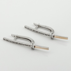Срібні сережки Палички з фіанітами із золотими накладками с410ф