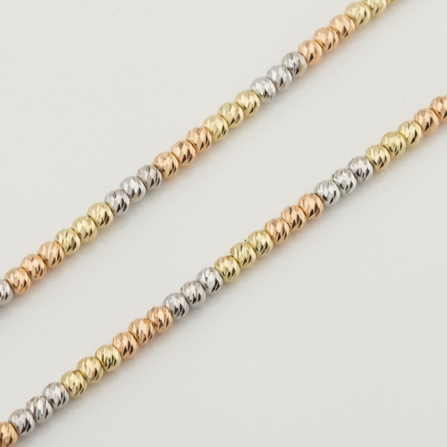 Шариковая цепочка (комбинация белого, красного и желтого золота) k23345, 40 размер