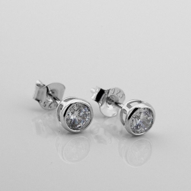 Серебряные пусеты с фианитами 3202820, Белый, 12