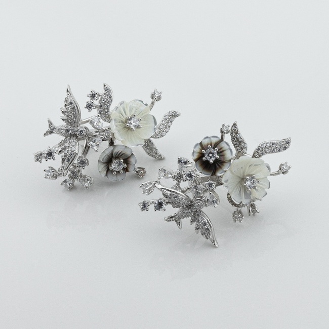 Срібні сережки Квіти c121780