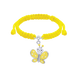 Браслет-шнурок желтый плетеный с серебром Мотылёк Желтый с эмалью и Сваровски Арт. 5430uub