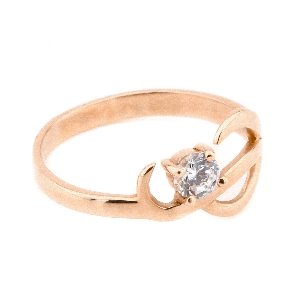 Золотое кольцо с фианитом КК11056, 17 размер