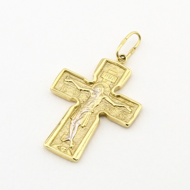 Крестик с распятием из желтого золота КР13095