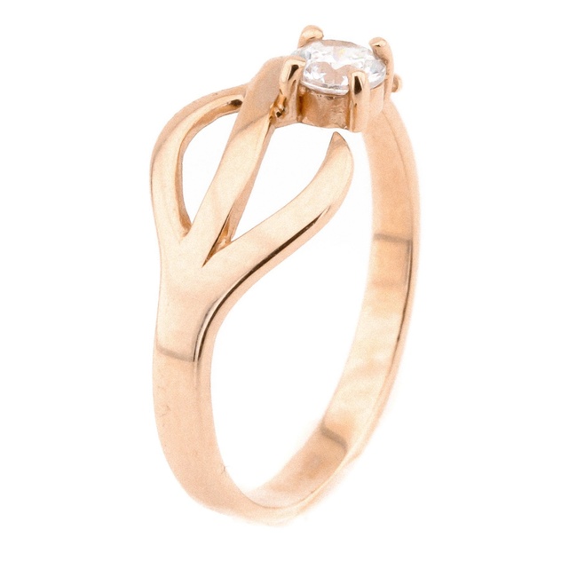 Золотое кольцо с фианитом КК11056, 17 размер