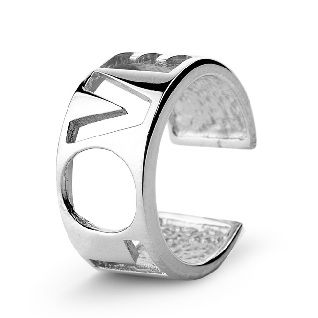 Серебряное кольцо «LOVE» широкое незамкнутое 11011174, 16 размер