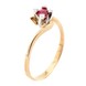 Золотое кольцо с выступающим камнем рубином классика 11198, 17 размер