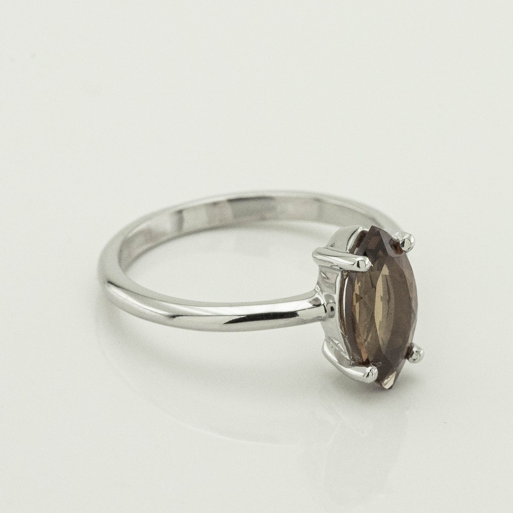 Серебряное кольцо Маркиз с бренди топазом 3101991-4btop, 18 размер