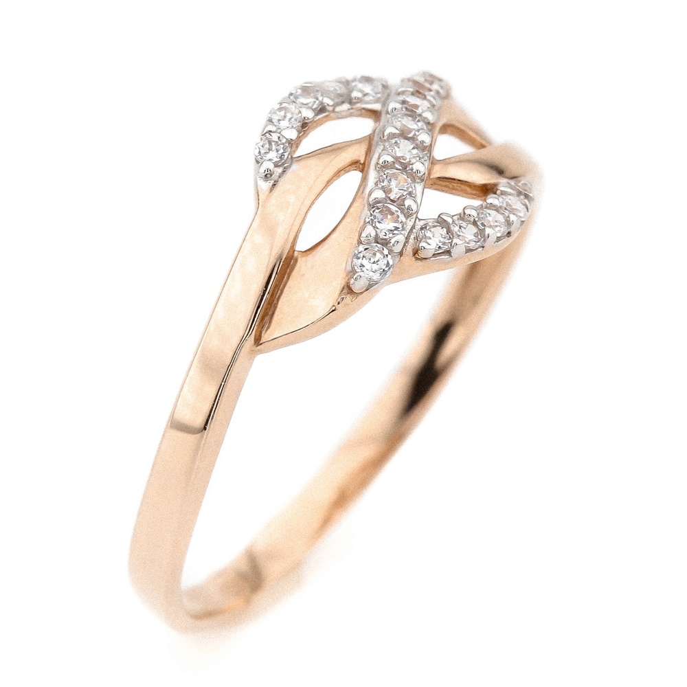 Классическое золотое кольцо с фианитами КК11160, 18 размер, 18, Белый