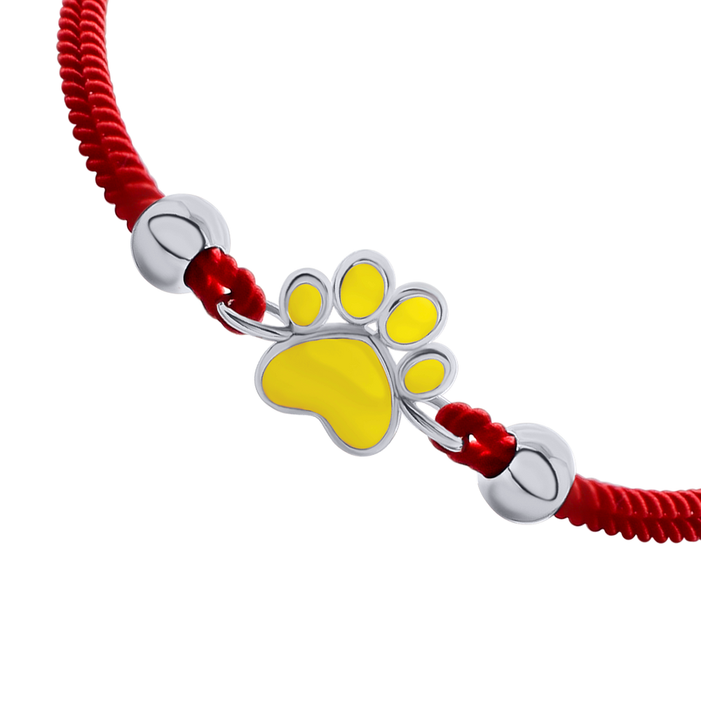 Детский браслет плетеный Лапка желтая красный 4195594006051707, Красный, Желтый, UmaUmi Signs