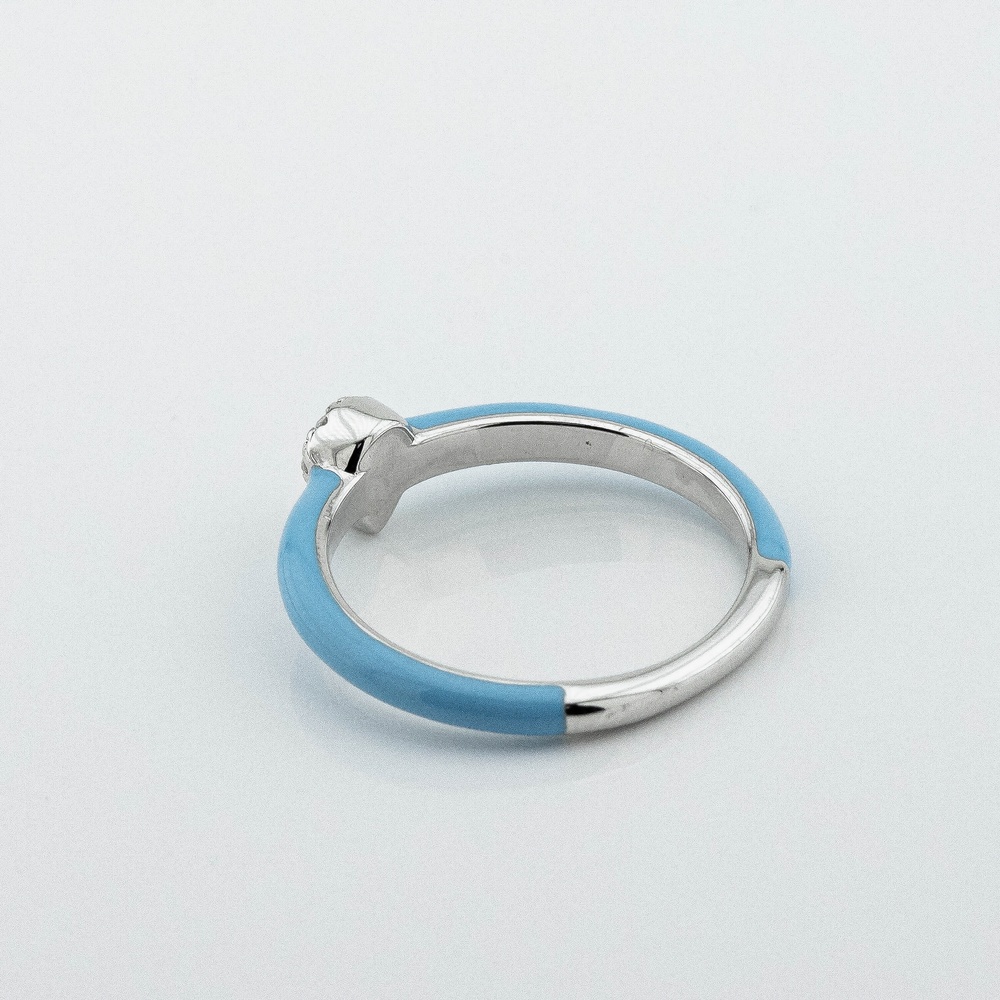 Серебряное кольцо с голубой эмалью и фианитами 3102001, 16 размер