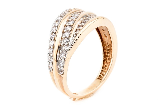Золотое кольцо с фианитами дорожкой КК11326-2, 16 размер