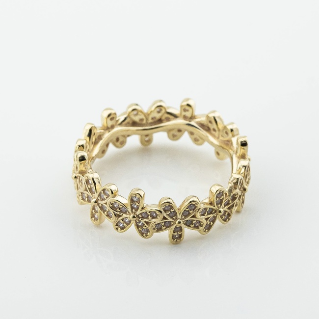 Позолоченное серебряное кольцо Цветы с фианитами 3102040, 17 размер