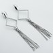 Висячі довгі срібні сережки-висюльки Квадрат Ланцюжки з фіанітами c121872, Білий
