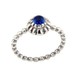 Серебряное черненое кольцо шариками с выступающим синим фианитом 11001п-2, 17,5 размер