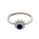 Серебряное черненое кольцо шариками с выступающим синим фианитом 11001п-2, 17,5 размер