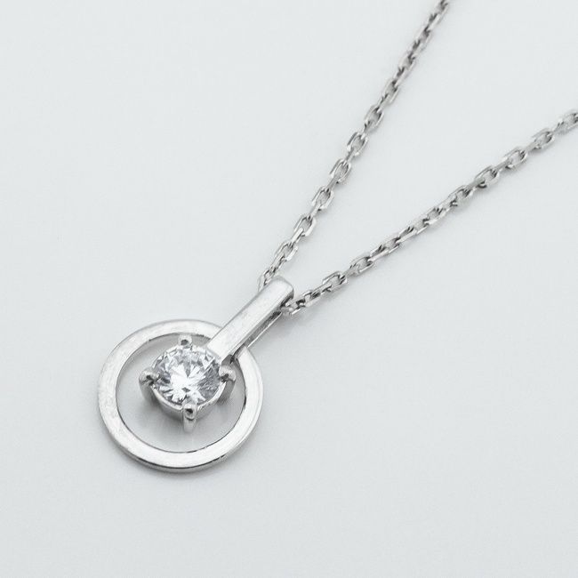 Серебряное колье Круг с фианитом 14076-4, 45 размер