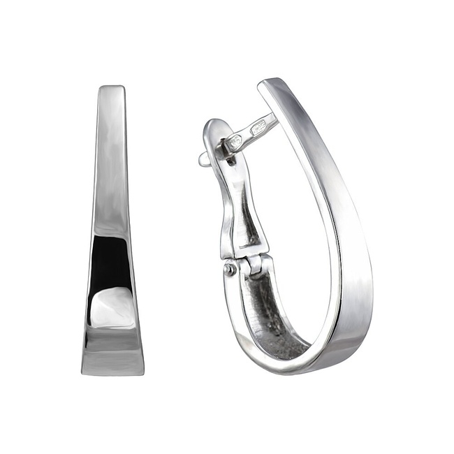Срібні сережки-кільця "Скоби" без вставок родовані с23145-H