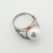 Срібна каблучка з перлами та фіанітами із золотими накладками к482ж, 17,5 розмір