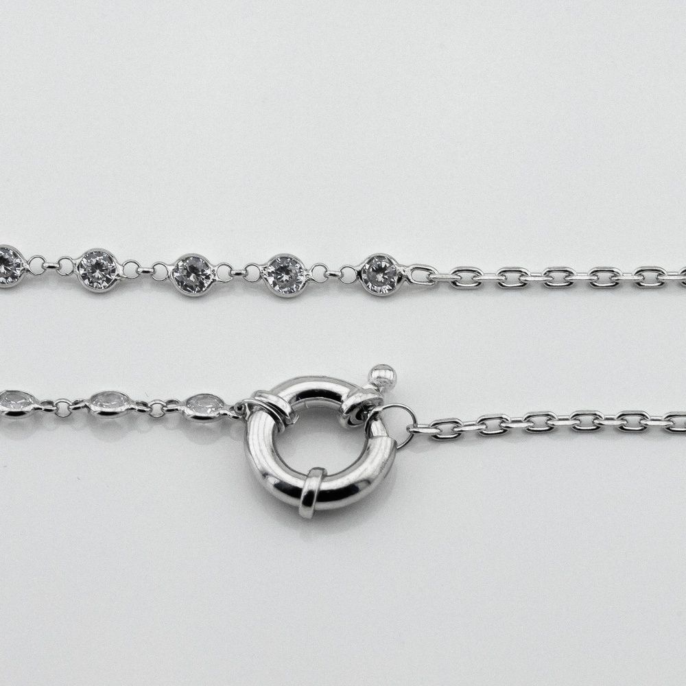 Серебряное колье Застежка с фианитами 3400811, 45 размер