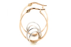 Золоті сережки-кільця з підвісними подвійними кільцями КС12079