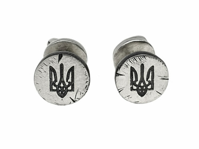 Серебряные серьги-гвоздики "EJ Open Ukraine" с Гербом Украины Тризуб 2027-81/EJ, 24
