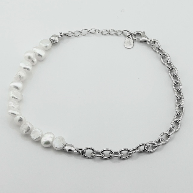 Срібний браслет Намистини з перлами 3501031, 17 розмір