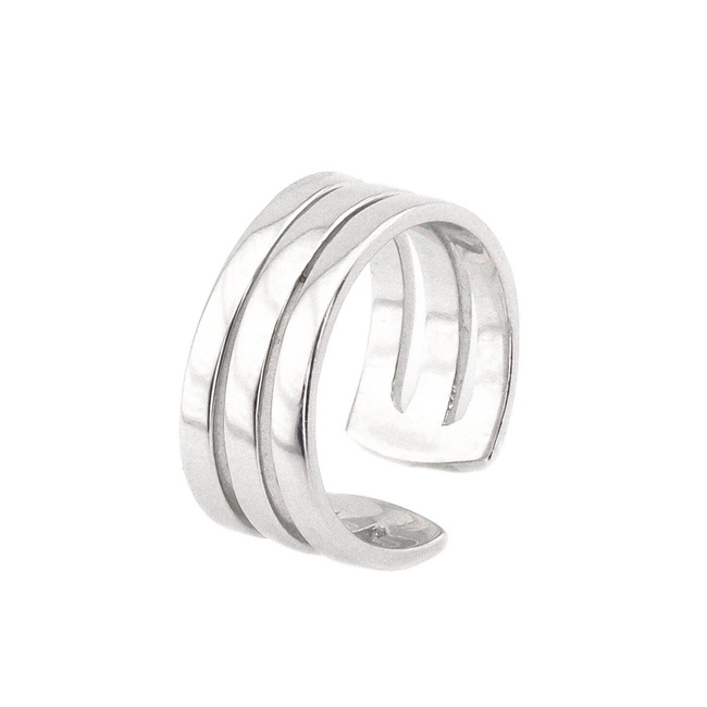Серебряное тройное кольцо на фалангу без вставок минимализм К2/416, 13 размер