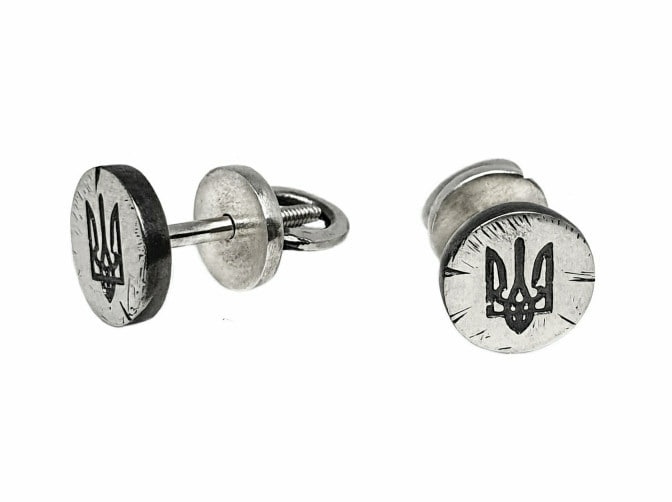 Срібні сережки-гвоздики "EJ Open Ukraine" із Гербом України Тризуб 2027-81/EJ, 24