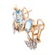 Золотые сережки с бабочками с топазами и фианитами 12037top, Голубой