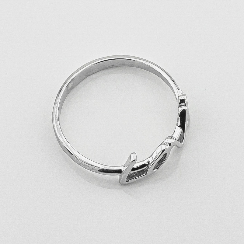 Серебряное кольцо тонкое LOVE (Лав) без камней 111100-4, 16 размер