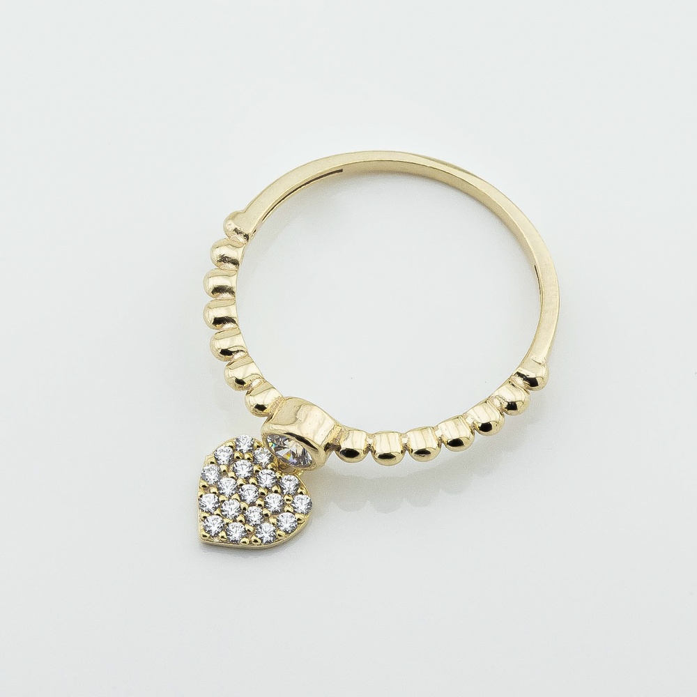 Позолоченное серебряное кольцо Сердце-подвеска с фианитами 3102028, 17 размер