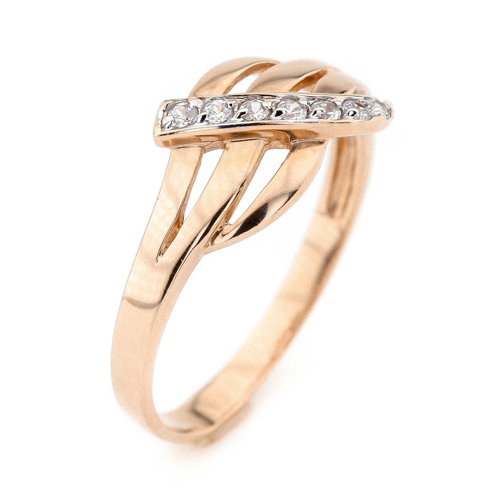 Золотое кольцо с фианитами классика КК11224, 18,5 размер, 18-5, Белый