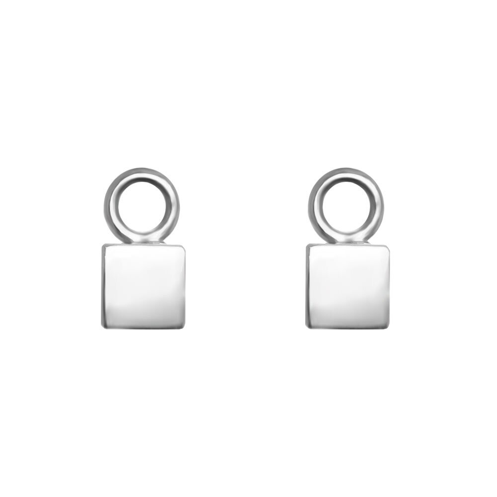 Срібні підвіси на сережки Кубики квадрат без вставок, ms355, Білий