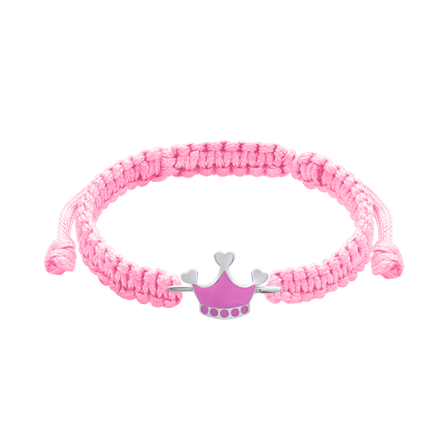 Дитячий браслет плетінь рожевий Корона рожева з емаллю 4195557006110411, Рожевий, UmaUmi Symbols