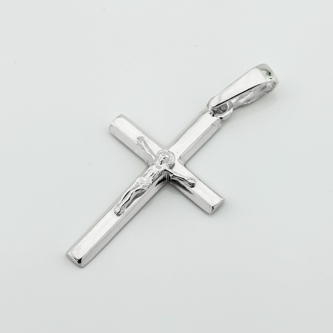 Срібний хрестик прямий з розп'яттям (Врятуй і Збережи) p131026-1202