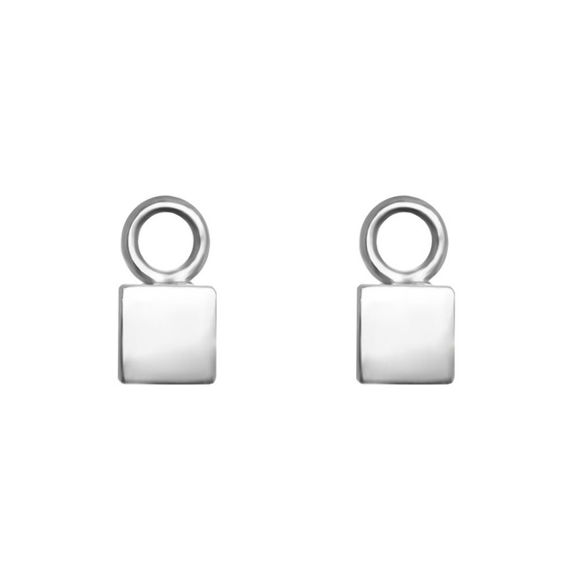 Срібні підвіси на сережки Кубики квадрат без вставок, ms355, Білий