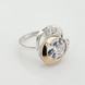 Серебряное кольцо с фианитами с золотыми накладками к254бл, 17,5 размер