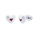 Детские серьги пусеты Сердце в сердечке Сваровски с эмалью бело-красные серебро (6х7) Арт. 5569uup