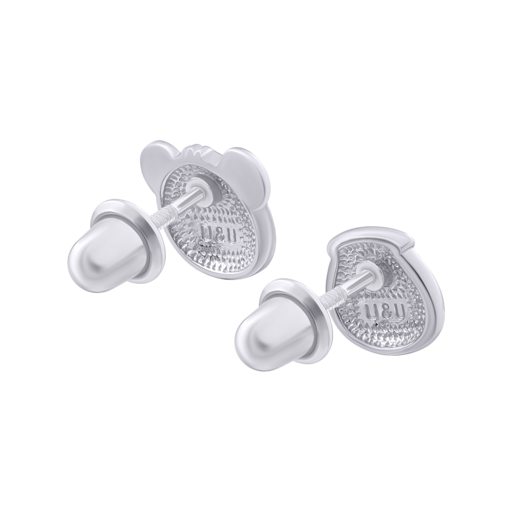 Дитячі срібні сережки пусети Ведмедик з медом 2105699006330501, Коричневий, UmaUmi Zoo