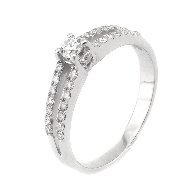 Золотое кольцо две дорожки с камнем с бриллиантами YZ06025, 17 размер