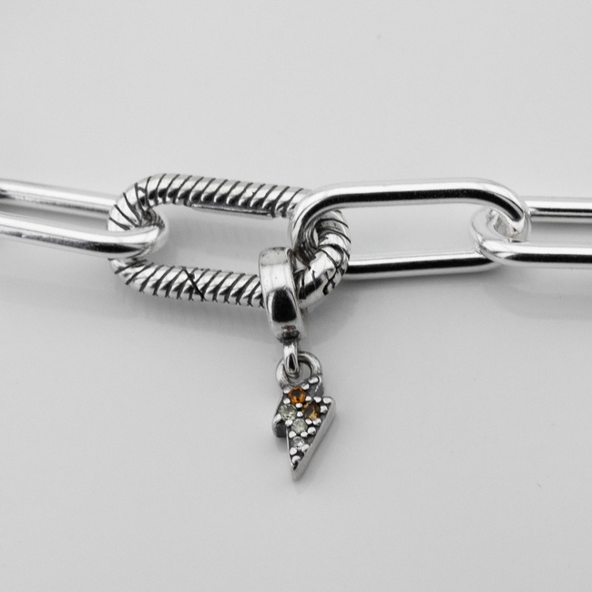 Срібний шарм Блискавка для ланкового браслета p13821-3, Помаранчевий