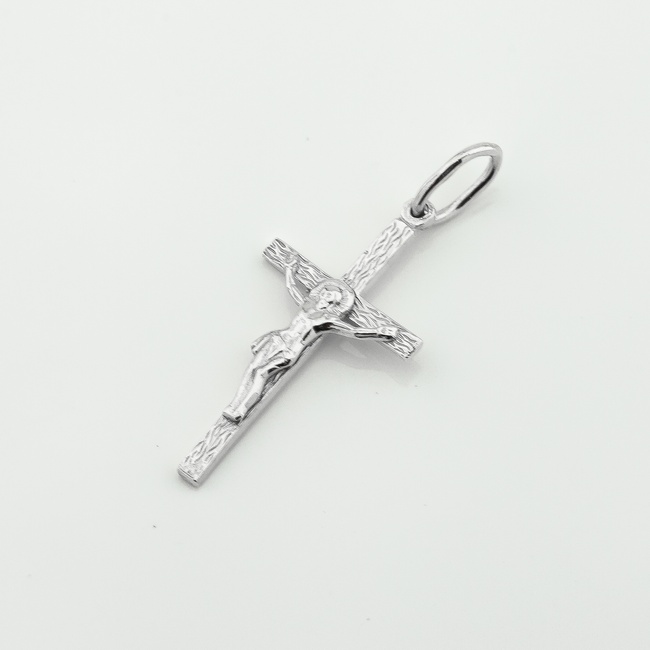 Срібний хрестик прямий із розп'яттям p131010-0642