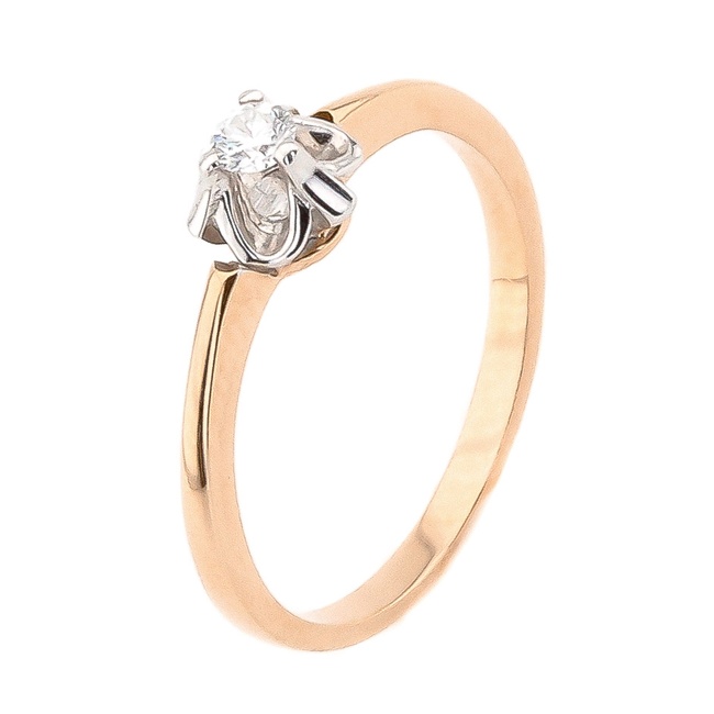 Золотое кольцо Бутон с бриллиантом (0.19 карат) RO07265, 16,5 размер