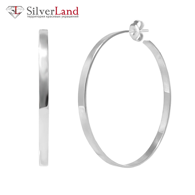 Великі срібні сережки-кільця конго плоскі Ар. Ms322