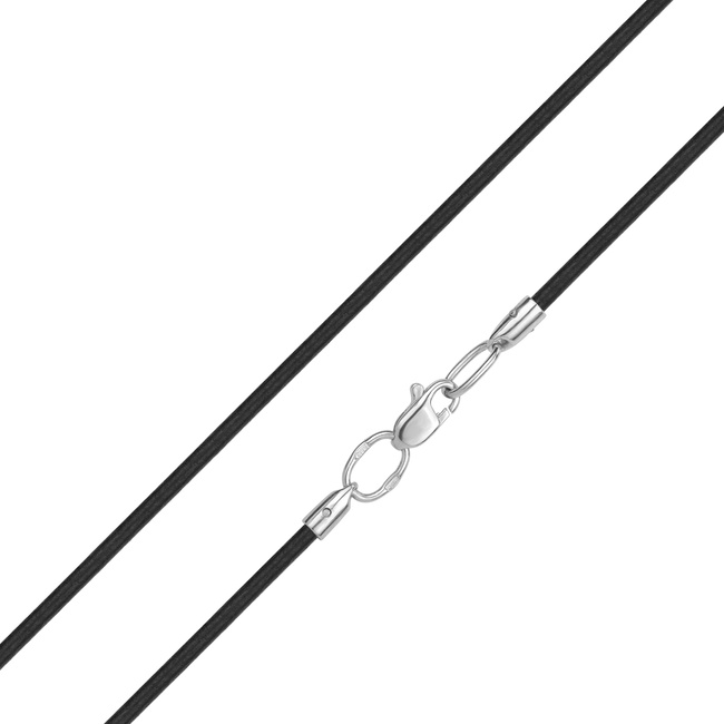 Ювелирный каучуковый шнурок на шею черный на карабине (40 см; 2 мм) 950121-Н-40