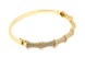 Жесткий тонкий браслет из желтого золота с фианитами КВ15001-1, Белый