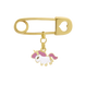 Детская булавка золотая Единорог с эмалью розовый (610567200311)