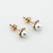 Золоті сережки-пусети з перлами та фіанітами 12983-1