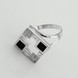Серебряное кольцо с ониксом и фианитами к966он, 17,5 размер