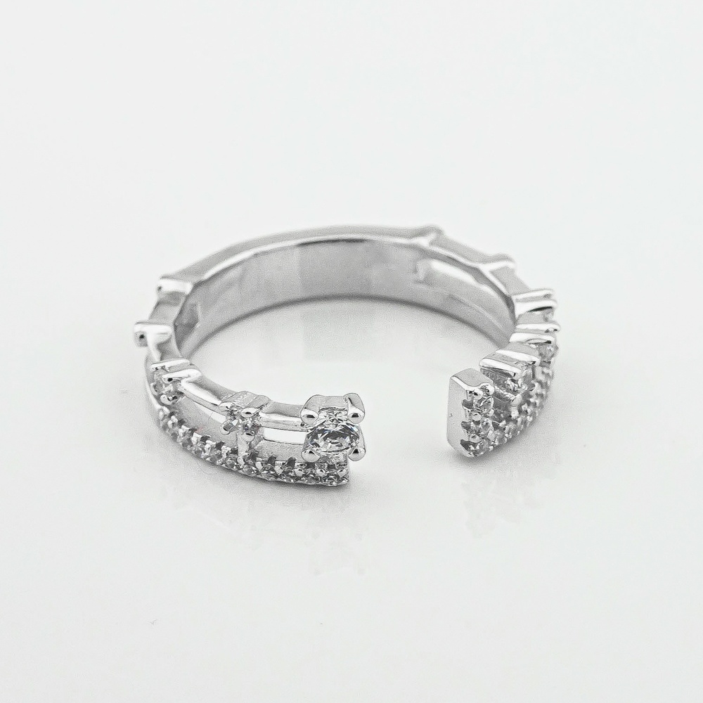 Серебряное кольцо с фианитами незамкнутое k111880, 16,5 размер